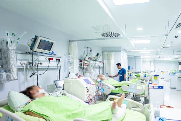 Patients laying in hospital
